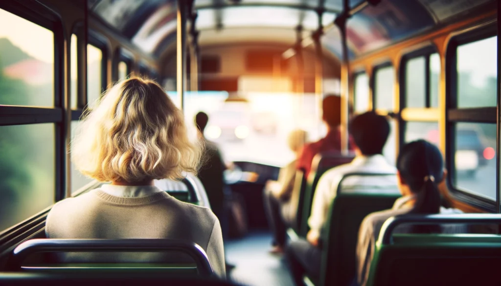 CHICA RUBIA EN AUTOBUS